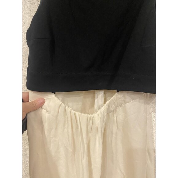 A.L.C. Dress Womens XS Black White Silk Sleeveless Midi Fit Flare Dip Dye USA - Picture 5 of 7